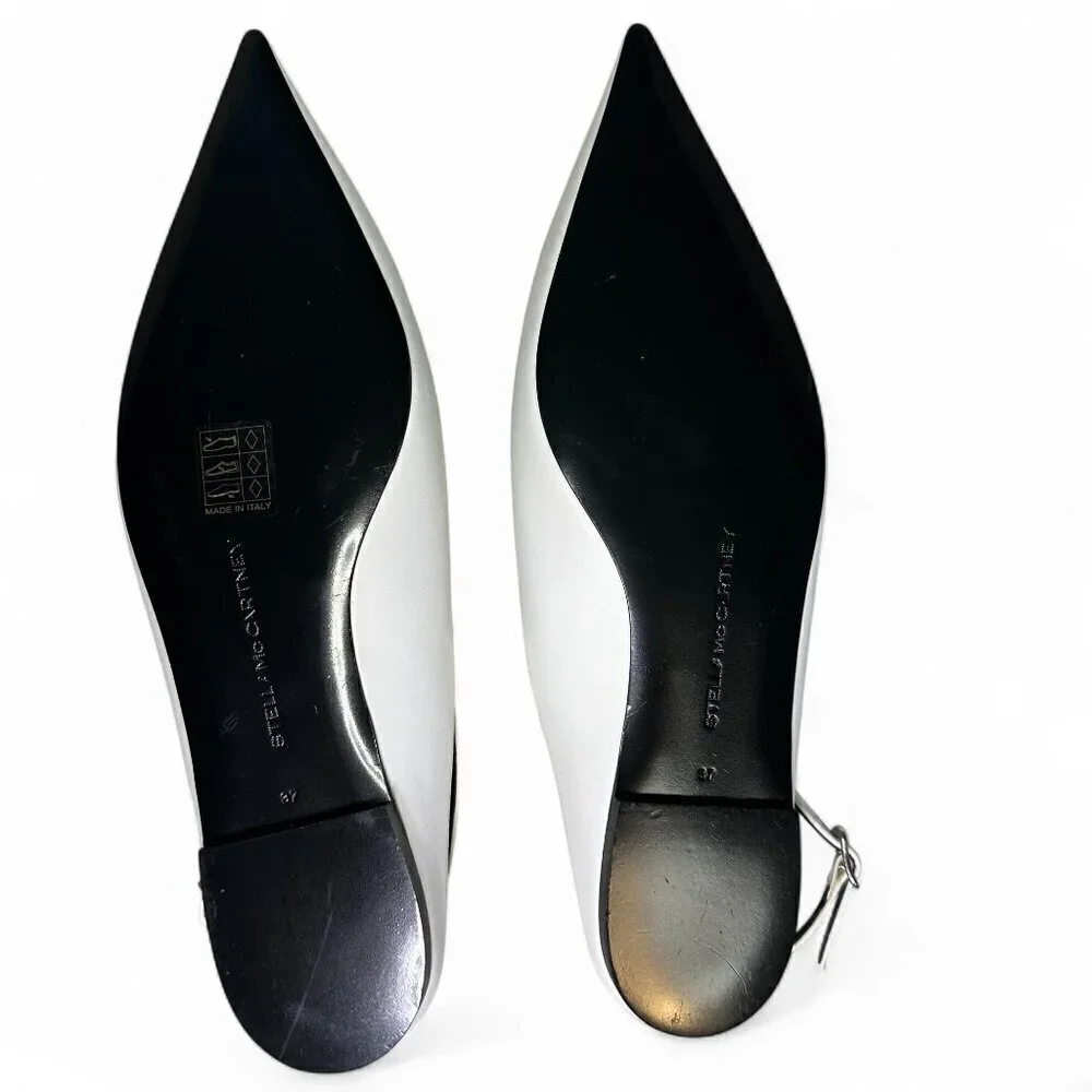 Stella McCartney White Zipit Slingback Flats EU 37 NWOT